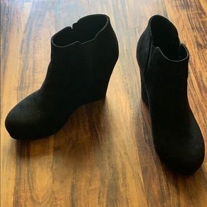 Black wedge booties - never worn